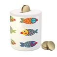thumbnail image 3 of Ethnic Piggy Bank, Boho Featured Ornate Fishes Gills Under the Sea Theme, Ceramic Coin Bank Money Box for Cash Saving, 3.6" X 3.2", Multicolor, by Ambesonne, 3 of 4