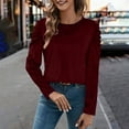 thumbnail image 2 of hotojiny Women's Velvet Tops Soft Comfy Crew Neck Work Office Blouse Lightweight Warm Business Shirt Fall Fashion Outfit, 2 of 7