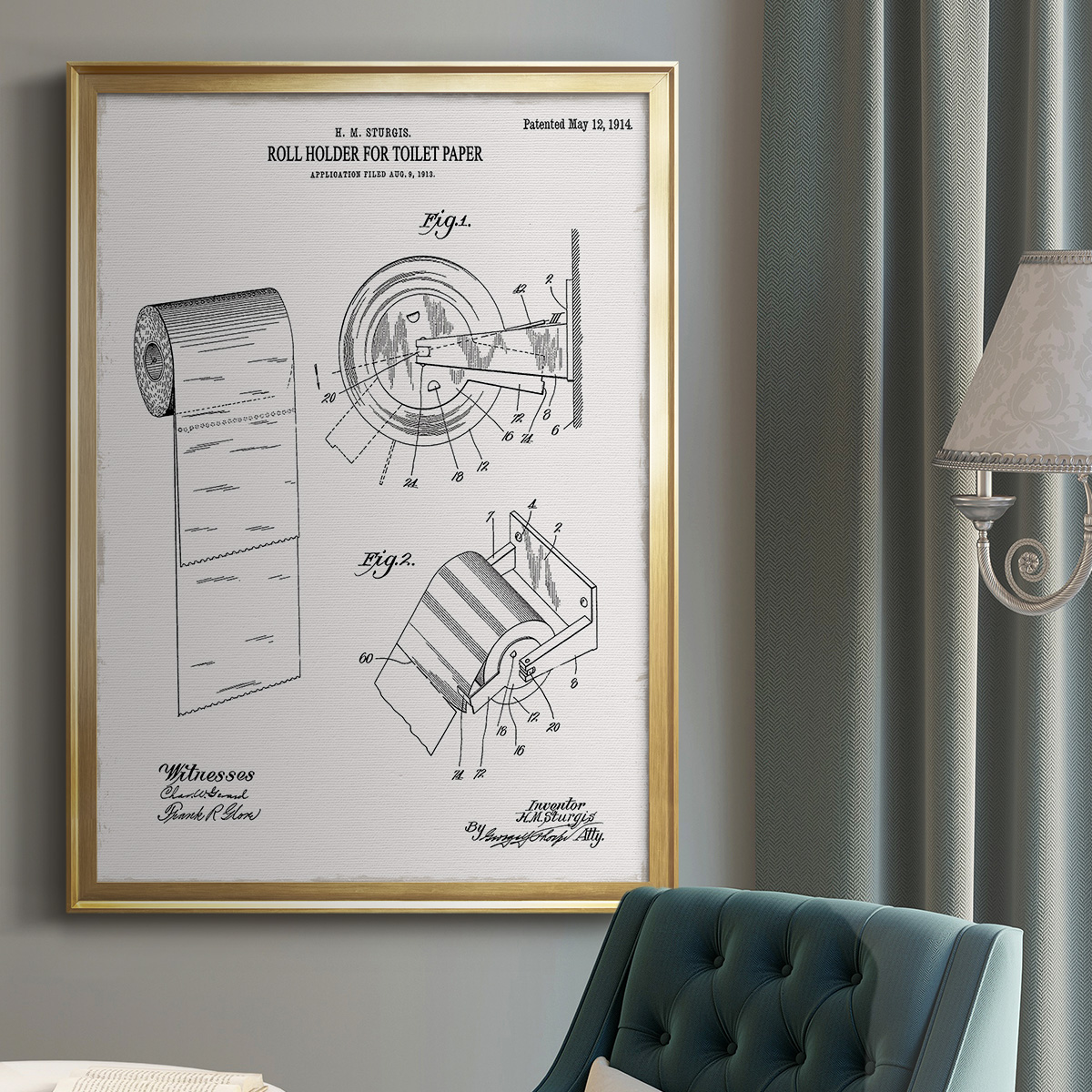 Toilet Paper Patent III Premium Classic Framed Print - Ready to Hang