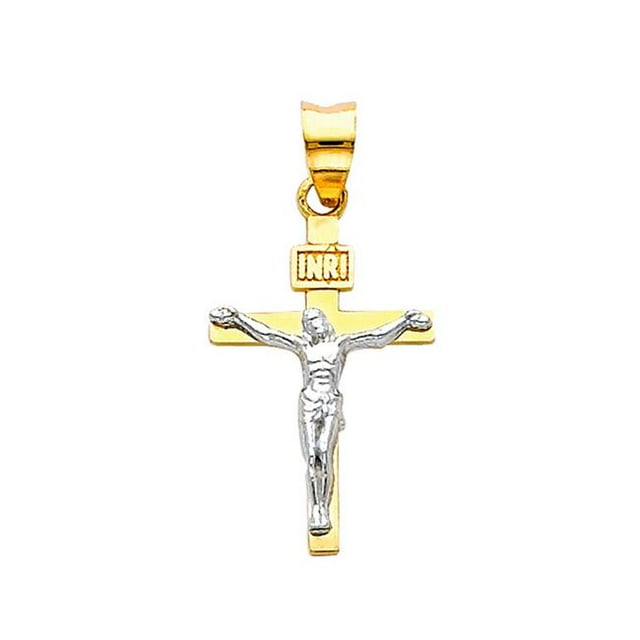 Jewelry 14k Yellow Gold Crucifix Religious Cross Charm Pendant