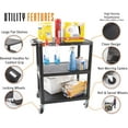 thumbnail image 3 of Stand Steady Tubstr 3 Flat Shelf Printer Cart, Compact and Heavy-Duty Utility Storage - Supports up to 300 lbs, Great for Home, Office, Warehouse, 28 x 18 in Tool Table, Moves Cargo Easily (Black), 3 of 9