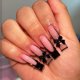 thumbnail image 2 of Uñas postizas IMRAIN largas cuadradas negras con moño, 24 piezas, 2 of 7