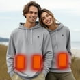 thumbnail image 2 of Heated Sweatshirt Unisex USB Heated Hoodie with 3/7 Heating Levels Men Women Heated Jacket USB Rechargeable Heated Body Warmer Thermal Tops Heated Clothing for Running Hiking, 2 of 7