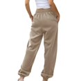 thumbnail image 4 of SDNall Womens Fashion Casual Solid Elastic Waist Trousers Long Straight Pants, 4 of 9