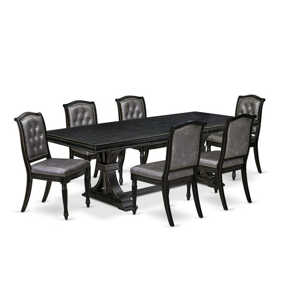 Luxe by East West Furniture 7 pc Dining Room Table Set of a Kitchen Table and 6 Upholstered Chairs