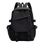GPOECD Macaron Solid Color Lightweight Canvas School Bag for Students Outdoor Travel Daypack with Multiple Pockets School Backpack Black,One Size