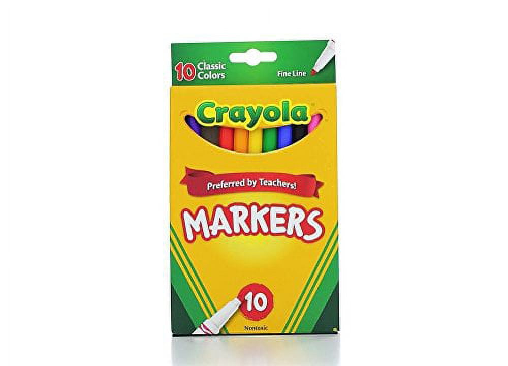 Crayola Classic Fine Line Markers Water Soluble And Water Based 10 Count (Pack Of 24)