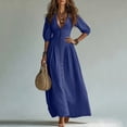 thumbnail image 5 of YuXingFu Sundresses for Women Maxi Short Sleeve Plus Size Womens Dress V-Neck for Wedding Long Casual Summer Blue M, 5 of 8