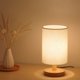 thumbnail image 5 of Lámpara de mesita de noche redonda con pantalla de tela y madera maciza para dormitorio, sala de estar, oficina moderna, 5 of 8