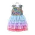 thumbnail image 2 of KYAIGUO Robe Décontractée en Tulle pour Filles, Été Sans Manches à Volants Robes Midi 3D Mignonnes Robe d'Été pour 3-7T, 2 of 9