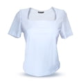 thumbnail image 2 of Blusa de licra fresca y elegante cuello cuadrado Blanco Chica, 2 of 2