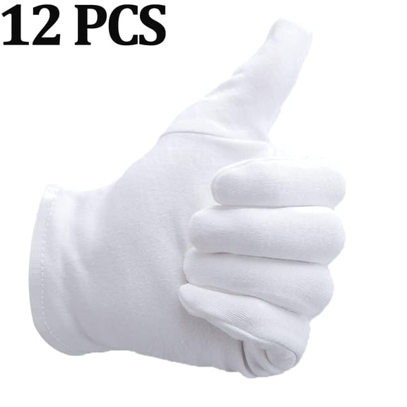 12 PCS White Gloves 100% Cotton Gloves for Sleeping,Cotton Gloves for Dry Hands Women Men Sleeping Gloves Overnight Moisturizing Gloves Eczema Sensitive Skin Treatement
