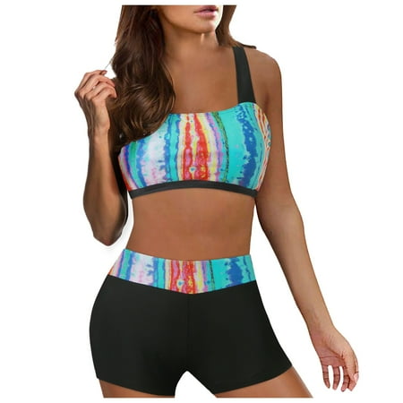 NKOOGH Galaxy Top for Women s Plus Size Bandeau Multicolor Women s Bikini Set Womens Swimsuit Short