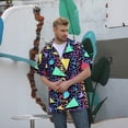 thumbnail image 2 of IWRICH 80s 90s Outfit for Men Short Sleeve Button down Hawaiian Shirt Funny Retro Beach Shirts Blue XL, 2 of 5