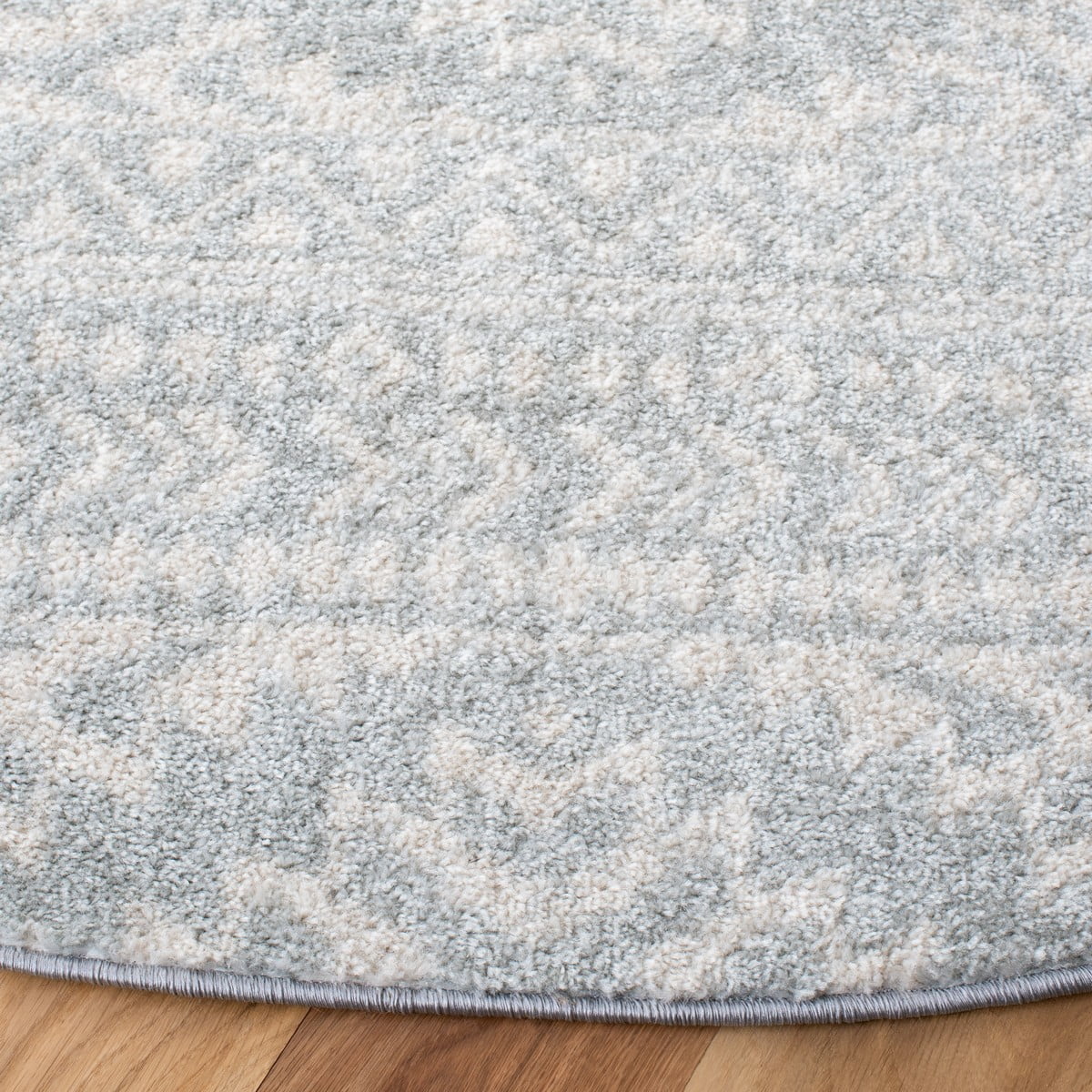SAFAVIEH Tulum Lakisha Distressed Southwestern Area Rug, 11' x 11' Round, Light Grey/Ivory