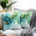 thumbnail image 2 of Abstract Art Marble Texture Outdoor Pillow Covers Pack of 2 Teal Green Gold Gradient Modern Art Waterproof Throw Pillow Covers Decorative Cushion Cases for Patio Garden Tent Balcony Couch 16x16 inch, 2 of 8