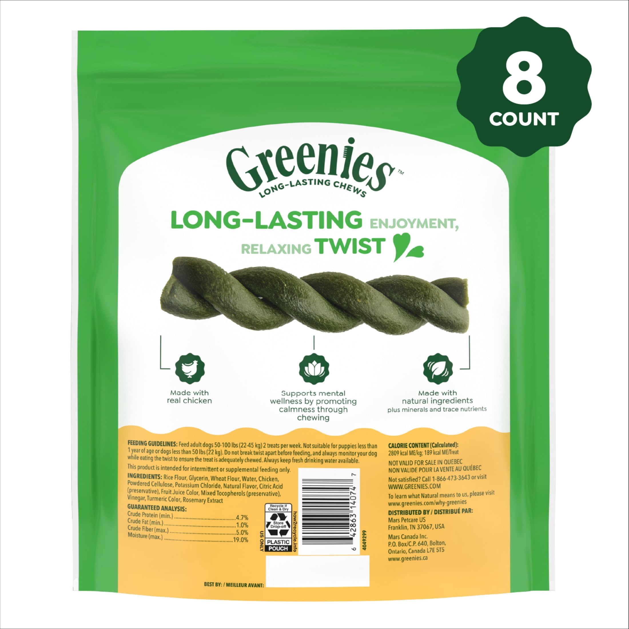 Greenies Occupy Twists Natural Dog Treats Large Breed, Chicken Flavor, 17.1 oz. Pack, 8 Count