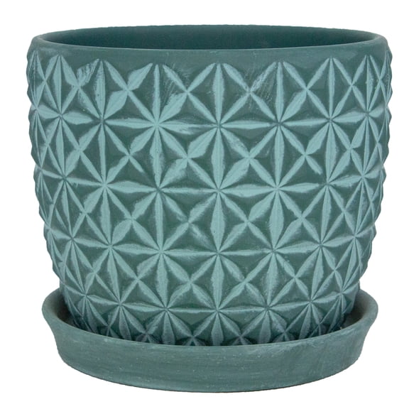 Trendspot Tribeca 8 in.   D Ceramic Planter Teal