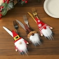 thumbnail image 3 of Festive Christmas Santa Snowman Silverware Holders Utensil Pockets Napkin Rings For Holiday Dinner Party Table Setting, 3 of 6
