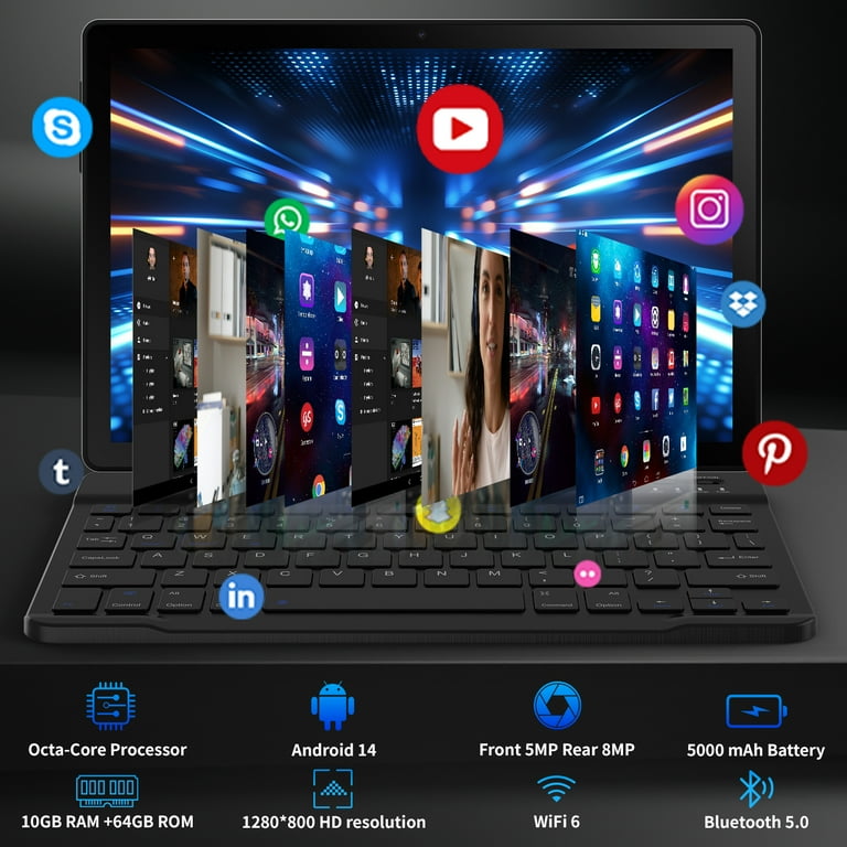 Android 14 Tablet 10 inch,Octa Core Ips HD Touch Screen,12GB RAM +