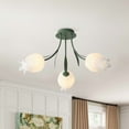 thumbnail image 3 of 3-Light Flush Mount Ceiling Light with White PE Shades, Modern Tulip Shaped Hanging Lamp for Living Room, Kitchen, and Dining Room, 3 of 8