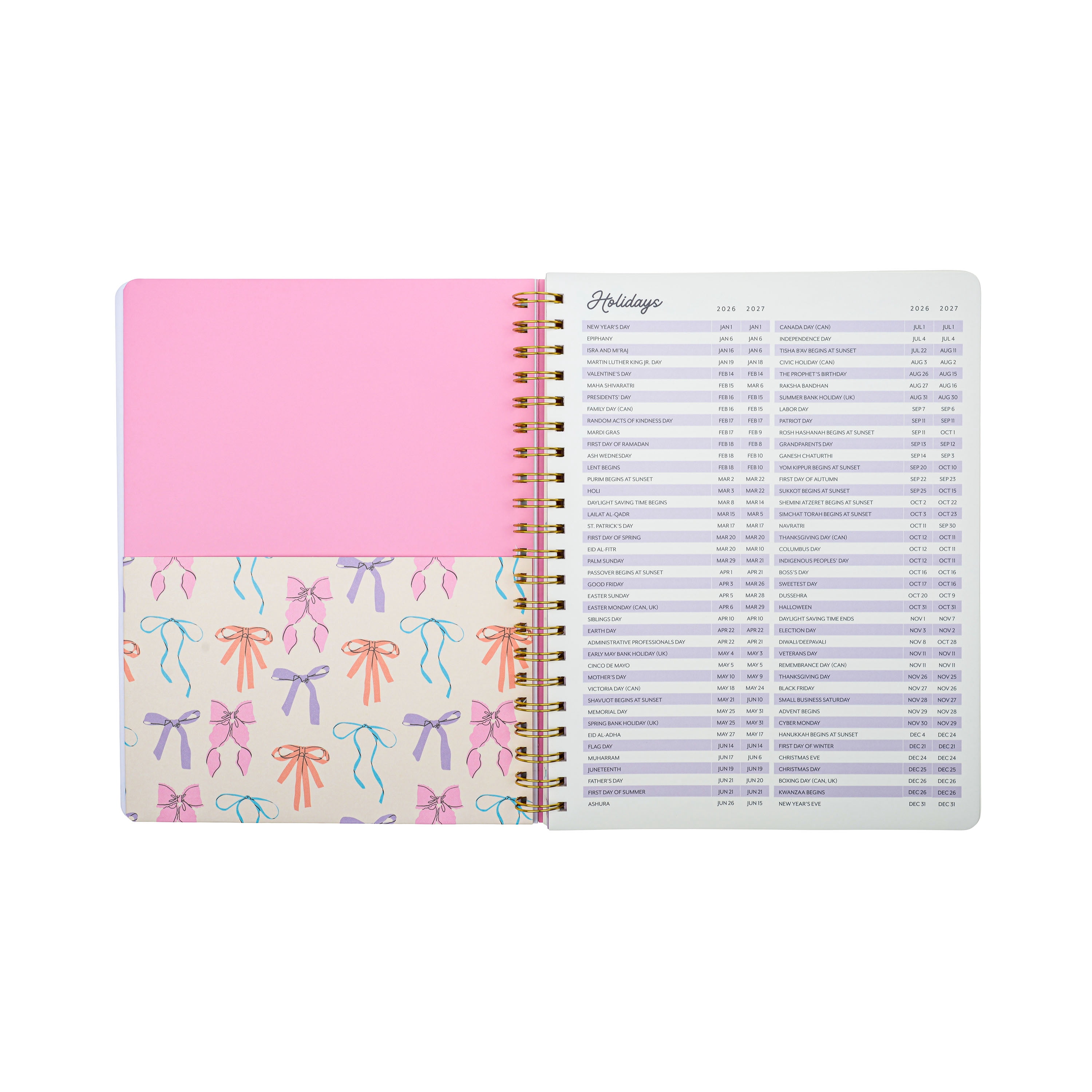 Think Ink 12 Month Weekly 8.5" x 11" All The Plans Bows Planner, July 2026 - June 2027