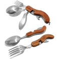 thumbnail image 2 of 4-in-1 Camping Tableware Utensils, Portable & Detachable Stainless Steel Spoon Fork Knife & Bottle Opener Combo Set - Travel, Backpacking Cutlery Mult, 2 of 4