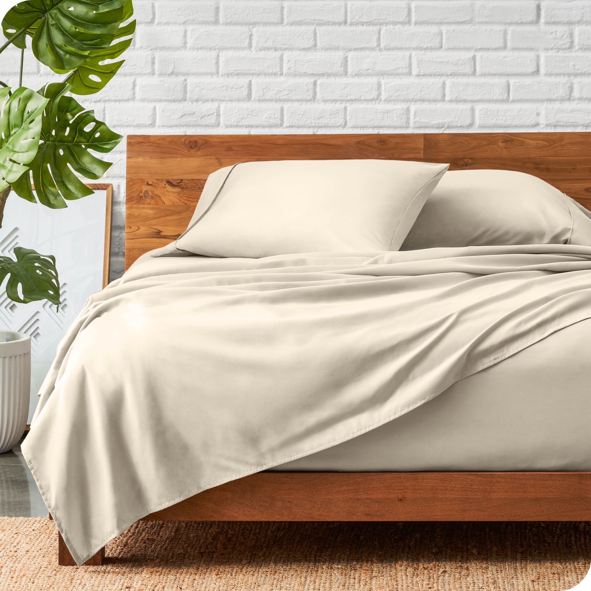 Bare Home Sand Microfiber Sheet Set, Wrinkle Resistant, Deep Pocket, Queen