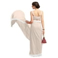 thumbnail image 4 of Women's Georgette Partywear Saree Ruffle Frill Sari with Readymade Blouse , Color: Cream | Size: 36, 4 of 6
