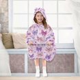 thumbnail image 7 of Wearable Blanket with Sleeves and Pocket Oversized Hooded Sweatshirt 3-14 YR Bows and Heart Pattern M, 7 of 7