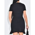 thumbnail image 4 of Women'S Dress Short Sleeve Elegant Wedding Cocktail Bodycon Midi Fishtail Dresses Black XL, 4 of 5