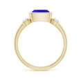 thumbnail image 2 of ANGARA Natural Cushion 1.5 ct Tanzanite and Diamond Three Stone Ring in 14K Yellow Gold for Women (Size-7mm) | December Birthstone, Anniversary, Jewelry Gift for Women | Natural Tanzanite Ring, 2 of 9