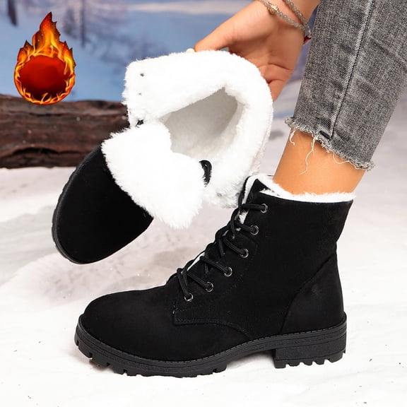 Women's Fashionable Casual Versatile Plus Size Fleece Lined Thick Warm Winter Snow Boots For All Day Comfort Style