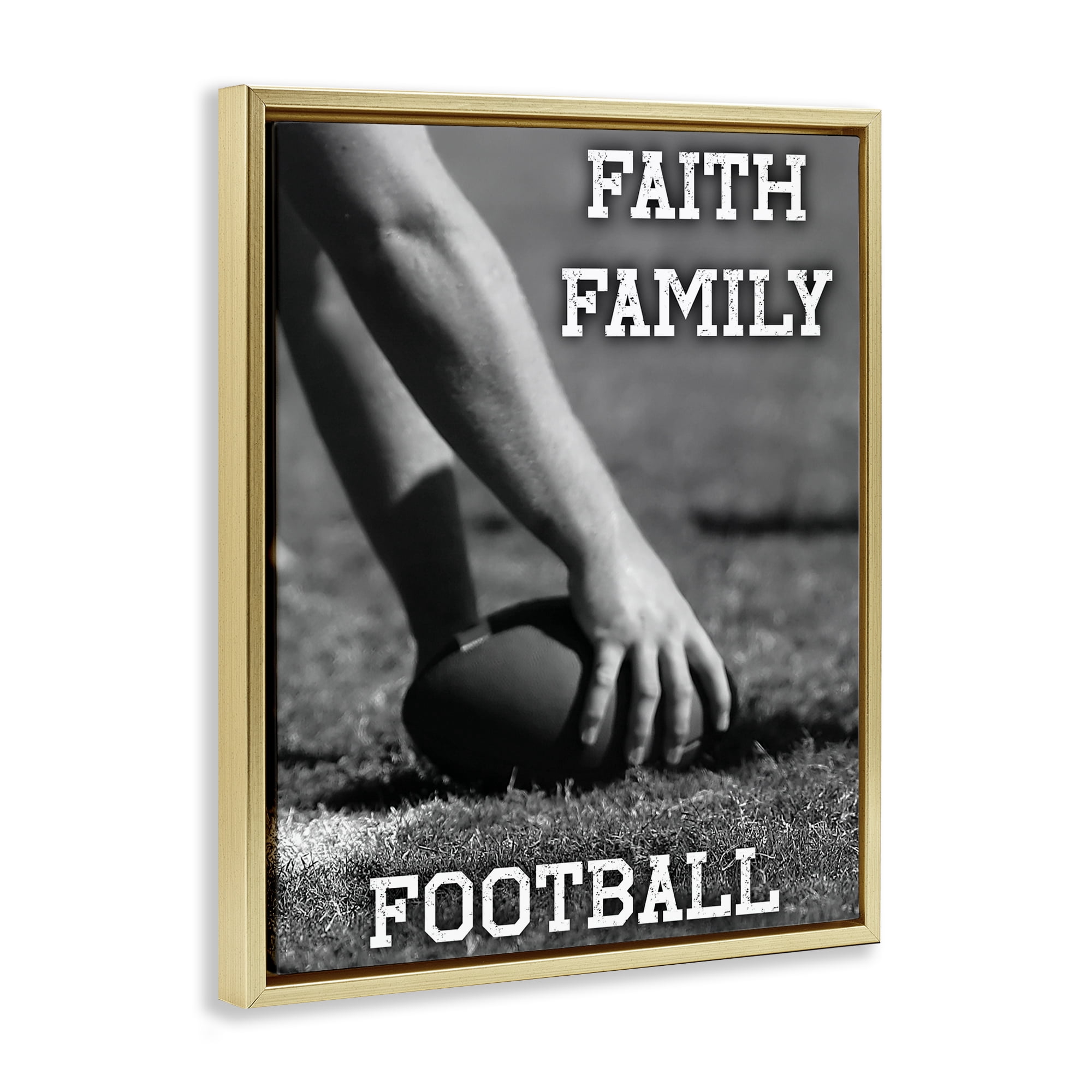 Stupell Industries Faith Family Football Hike Gold Framed Floater Canvas Wall Art, design by Marcus Prime