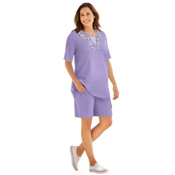Woman Within Plus Size 7-Day Embroidered Layered-Look Tunic