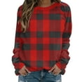 thumbnail image 2 of NTACZA Plus Size Tops for Women Crewneck Plaid Red Sweatshirts Soft Loose Long Sleeve Shirts Casual Shirts for Women M, 2 of 7