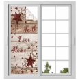 thumbnail image 2 of Vintage Farmhouse Window Privacy Film, Brown Country Star Berries Wooden Grain Static Cling UV Sun Blocking Tint Film Heat Control Windows Films for Bedroom Bathroom, Window Stickers 29.5"x78.7", 2 of 8