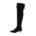 thumbnail image 2 of YDN Women Over The Knee High Stilettos Boots Pointed Toe Kitten Low Heels Wide Calf Dress Zipper Shoes Size 7.5 Black, 2 of 4