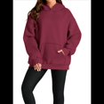 thumbnail image 3 of Sudadera Informal de Larga con Capucha para Mujer, Jersey de y Otoño con Bolsillos. Vino Tinto M, 3 of 9