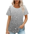 thumbnail image 1 of Pisexur Hauts pour Femmes, Blouses Habillées Décontractées pour Femmes, Hauts de Printemps pour Femmes, Haut Décontracté à Manches Courtes et Col Rond Ample Uni Multicolore, P, 1 of 1