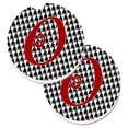 thumbnail image 1 of Monogram Initial O Houndstooth Black Set of 2 Cup Holder Car Coaster, 1 of 1