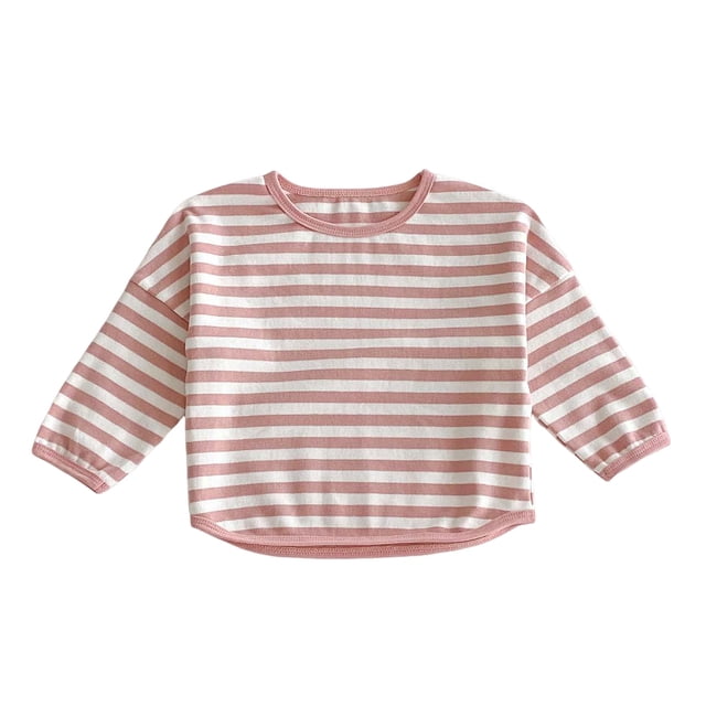 Curenmufel Hauts pour Ados Manches Longues Filles Chandails à Manches Longues Enfants T-Shirts Col Rond Hauts d'Automne Tees Taille 4T 5T (Rose,4-5 Ans)