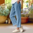 thumbnail image 2 of DeHolifer Girls Pants Cotton Linen Elastic Waisted Solid Color Straight Leg Summer Lightweight Loose Comfy Pants,8 Years, 2 of 7