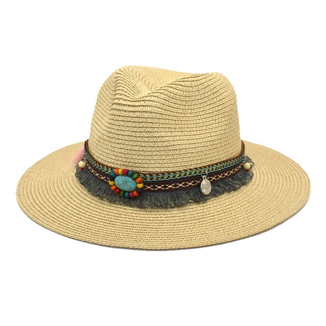 Kcodviy Adults Unisex Retro Western Red Bucket Hat Cowboy Riding Hat Leather Fish Hat Belt Wide Cap Straw Hat