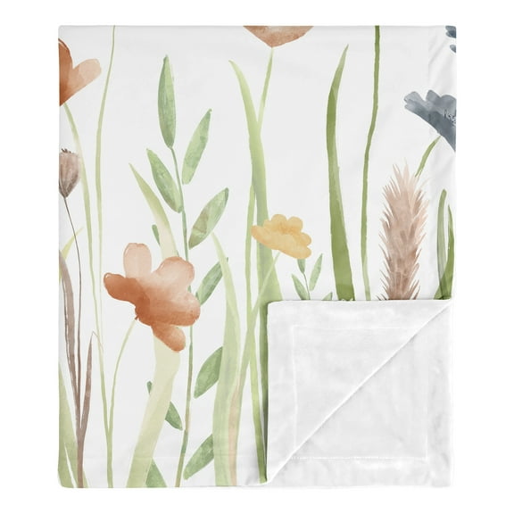 Watercolor Floral Garden Sage Green Baby Security Blanket Girl by Sweet Jojo Designs