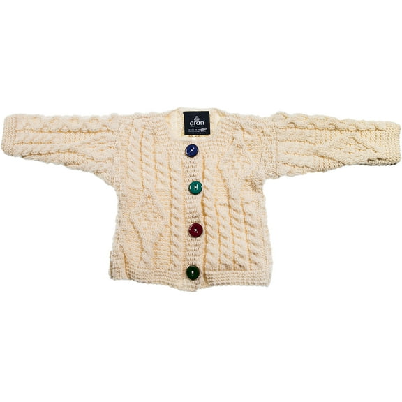 Aran Woollen Mills Baby Cardigan Sweater 100% Premium Merino Wool Play Wear Toddler Girl Woollen Jacket Made in Ireland