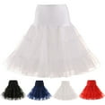 thumbnail image 2 of Flmtop Retro Women Solid Color Wedding Bridal Underskirt Crinoline Tutu Tulle Petticoat, 2 of 10