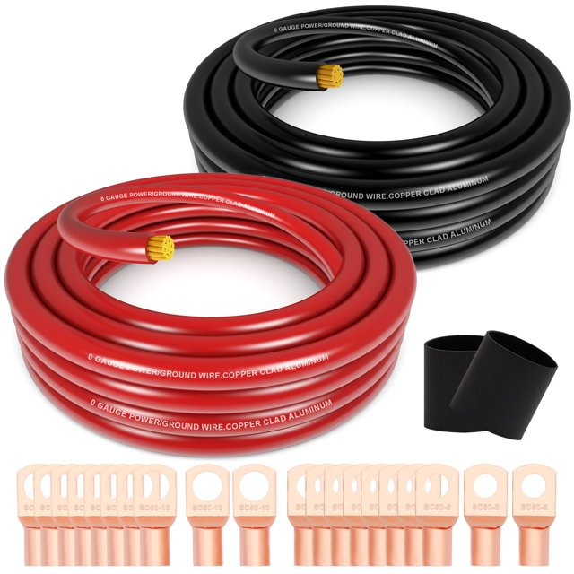 Cable de alimentación/tierra Taukealugs calibre 1/0 CCA de 40 pies con terminales