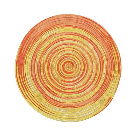 

KARLSITEK Round Cotton Yarn Braided Table Place Mats Non-slip Heat Insulation Washable Placemat for Dining & Kitchen Table Elegant Beautiful Household Decor