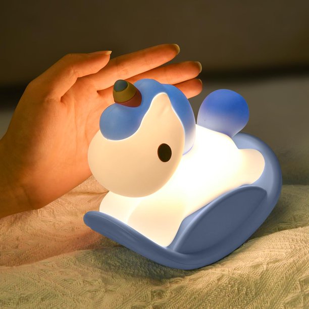Luz de noche con forma de caballo mecedor de arcoíris y unicornio para niños, luz de noche de silicona para bebés con temporizador, lámpara LED portátil de unicornio para guardería, luz de noche regul